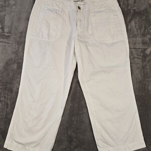 Old Navy White Wide Leg Capri Pants Utility Pocket Sz 10 (015)